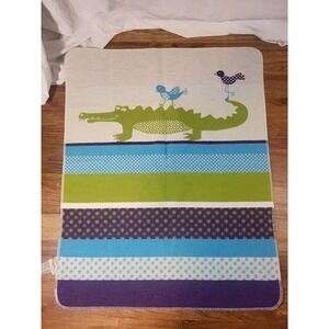 David Fussenegger Baby Blanket  Reversible  Circle Cotton Blend ALLIGATOR